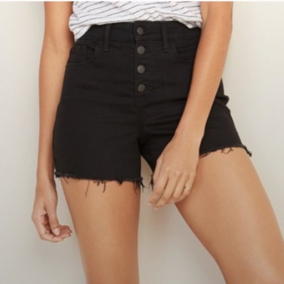💜 Old Navy Black High Rise Secret Slim Pocket Denim Shorts 6 - Picture 2 of 10